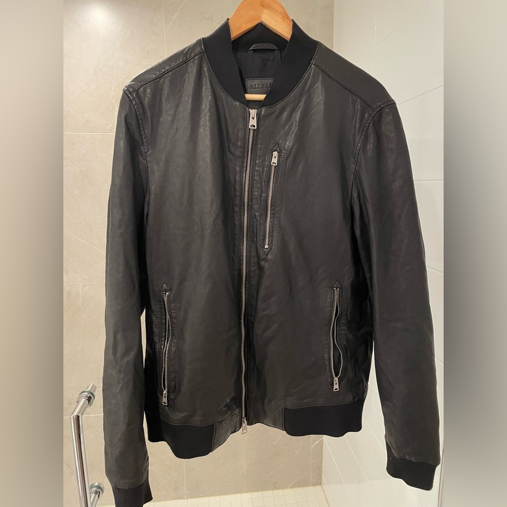 VINTAGE All Saints Black Leather coat